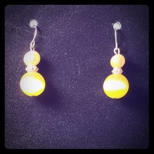 Faux Pearl Bead Dangle Earrings